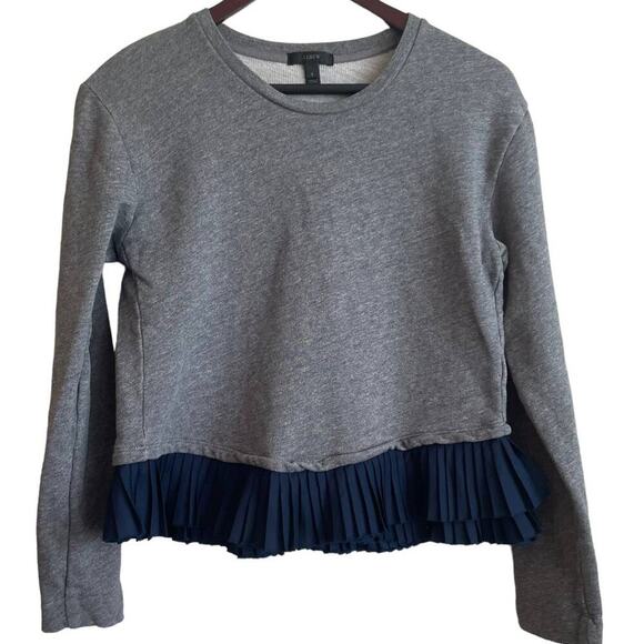 J Crew Sweatshirt Women S Gray Multi Media Casual Preppy Academia Relaxed Travel - Picture 1 of 9